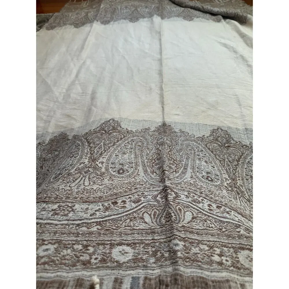 Ralph Lauren Marylebone Randle Cream Throw Blanket linen cotton cream paisley